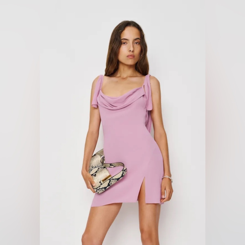 Reformation Dorsia Mini Dress in sugar plum